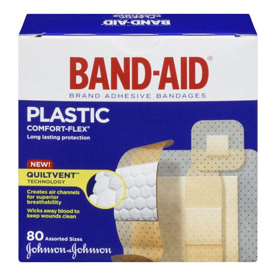 Band-Aid Tru-Stay Adhesive Bandages Sheer Strips Comfort-Flex, 80 Assorted Sizes