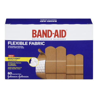 Band-Aid Adhesive Bandages Flexible Fabric, 80 Assorted Sizes