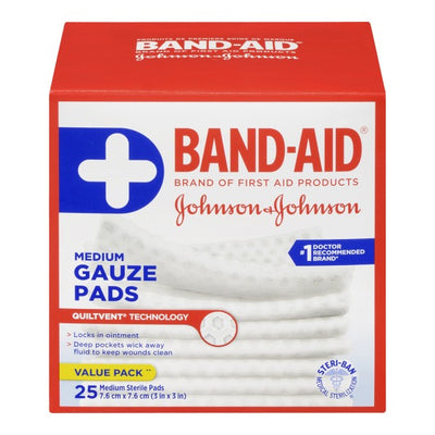 Band-Aid Cushion-Care Gauze Pads, 25 Medium Pads - Value Pack