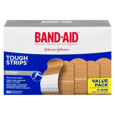 Band-Aid Tough Strips Adhesive Bandages, 60 All One Size - Value Pack
