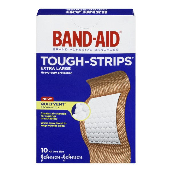 Band-Aid Tough Strips Adhesive Bandages, 10 Extra Large All One Size