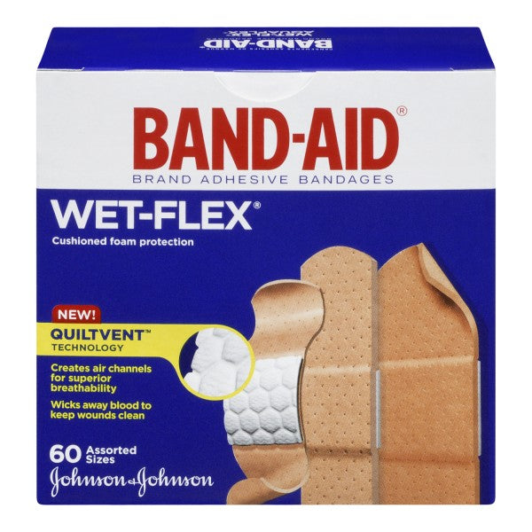 Band-Aid Wet-Flex Adhesive Bandages, 60 Assorted Sizes