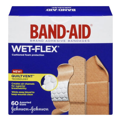 Band-Aid Wet-Flex Adhesive Bandages, 60 Assorted Sizes