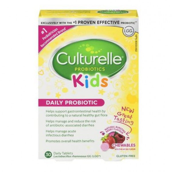 Culturelle Kids Daily Probiotic, Bursting Berry - 30 Chewable Tablets