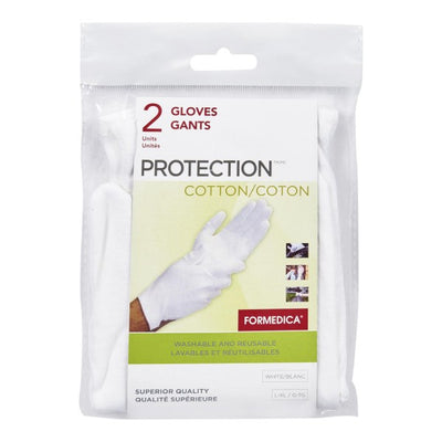 Formedica Protection Cotton Washable and Reusable Gloves, White - L / XL