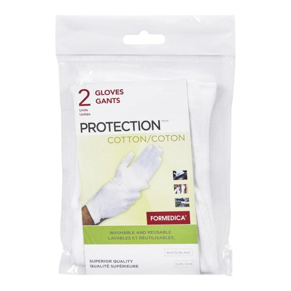 Formedica Protection Cotton Washable and Reusable Gloves, White - S / M
