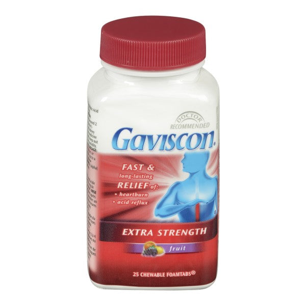 Gaviscon Extra Strength Chewable Foamtabs, Fruit Blend - 25 Chewable Foamtabs