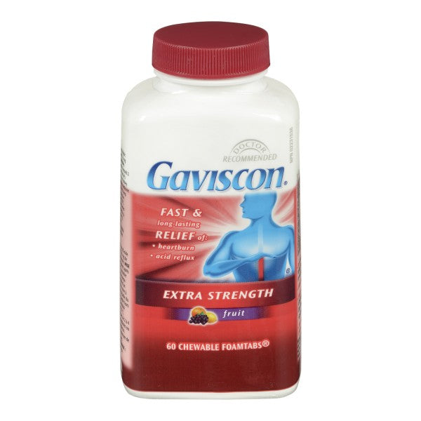 Gaviscon Extra Strength Chewable Foamtabs, Fruit Blend - 60 Chewable Foamtabs