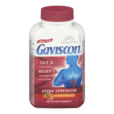 Gaviscon Extra Strength Tablets, Orange Burst - 60 Chewable Foamtabs