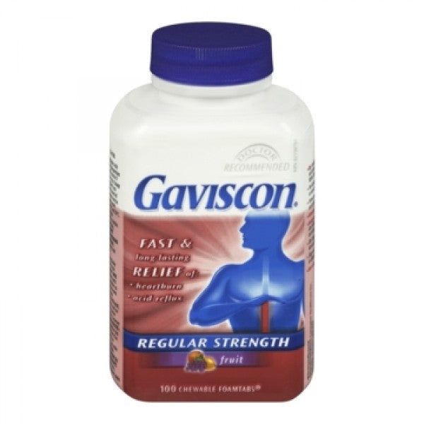 Gaviscon Regular Strength Acid Shielding Foam Barrier, Fruit Blend - 100 Chewable Foamtabs