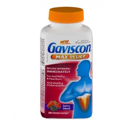 Gaviscon Max Relief, Berry Blend - 50 Chewable Foamtabs