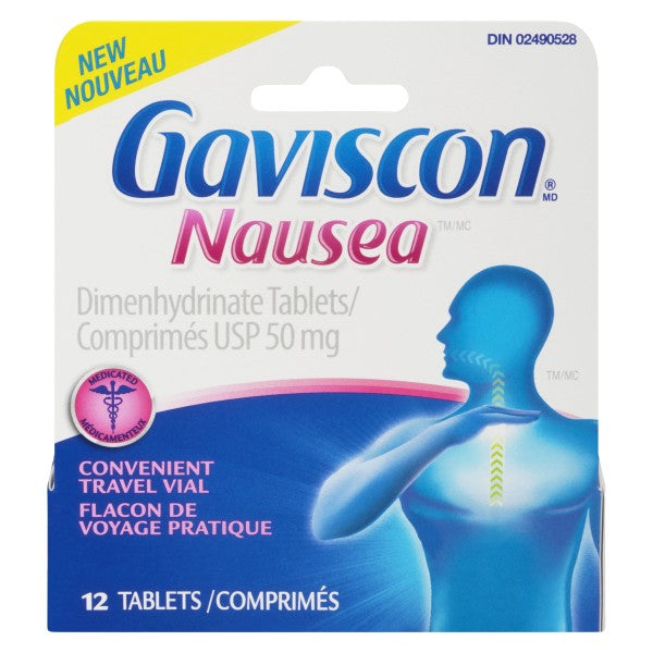 Gaviscon Nausea Dimenhydrinate, 12 Tablets