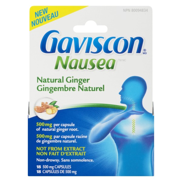 Gaviscon Nausea Natural Ginger Capsule, 18 Capsules