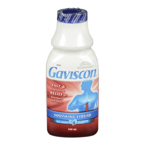 Gaviscon Acid Shielding Foam Barrier Regular Strength Soothing Liquid, Icy Mint - 340 ml