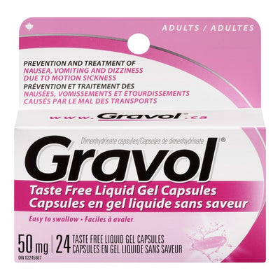 Gravol Liquid Gel Capsules for Adults, 24 Capsules