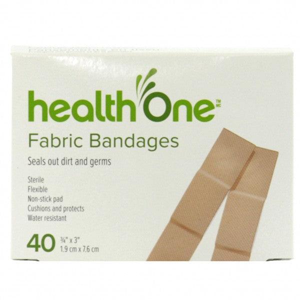 health One Fabric Bandages, 40 Bandages - 3/4 in x 3 in