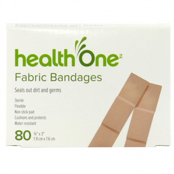 health One Fabric Bandages, 80 Bandages - 3/4 in x 3 in