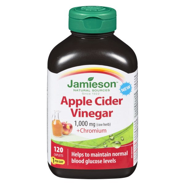 Jamieson Apple Cider Vinegar 1000 mg + Chromium, 120 Caplets