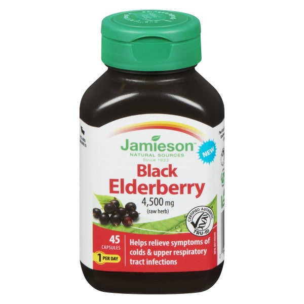 Jamieson Black Elderberry 4500 mg, 45 Capsules