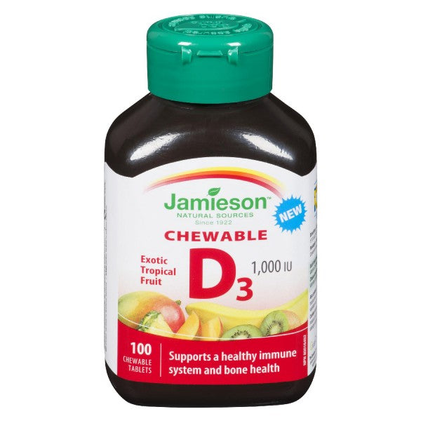 Jamieson Chewable Vitamin D3 1000 IU, Exotic Tropical Fruit - 100 Tablets