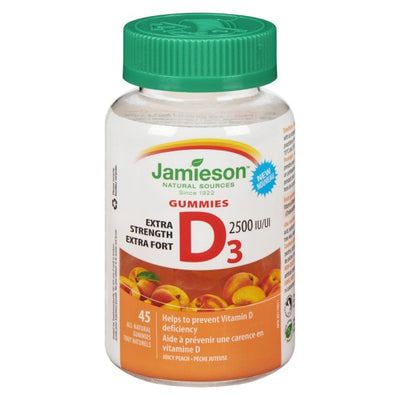 Jamieson Extra Strength Vitamin D3 2500 IU Gummies, Juicy Peach - 45 Gummies