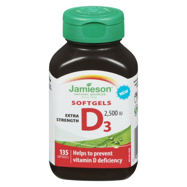 Jamieson Extra Strength Vitamin D3 2500 IU, 135 Softgels