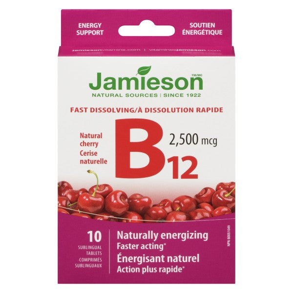 Jamieson Vitamin B12 2500mcg, Cherry - 10 Sublingual Tablets