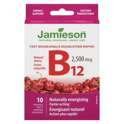 Jamieson Vitamin B12 2500mcg, Cherry - 10 Sublingual Tablets