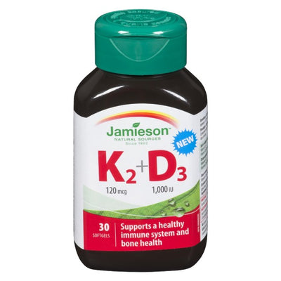 Jamieson K2+D3 120 mcg, 1000 IU - 30 Softgels
