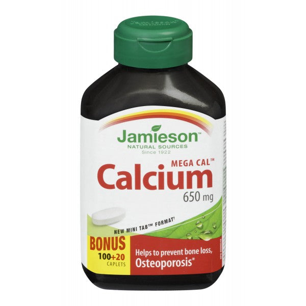 Jamieson Mega Cal Calcium 650 mg, 120 Min-Tab Caplets