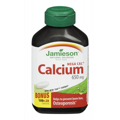 Jamieson Mega Cal Calcium 650 mg, 120 Min-Tab Caplets