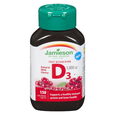 Jamieson Vitamin D3 1000 IU, Wild Cherry - 150 Sublingual Tablets