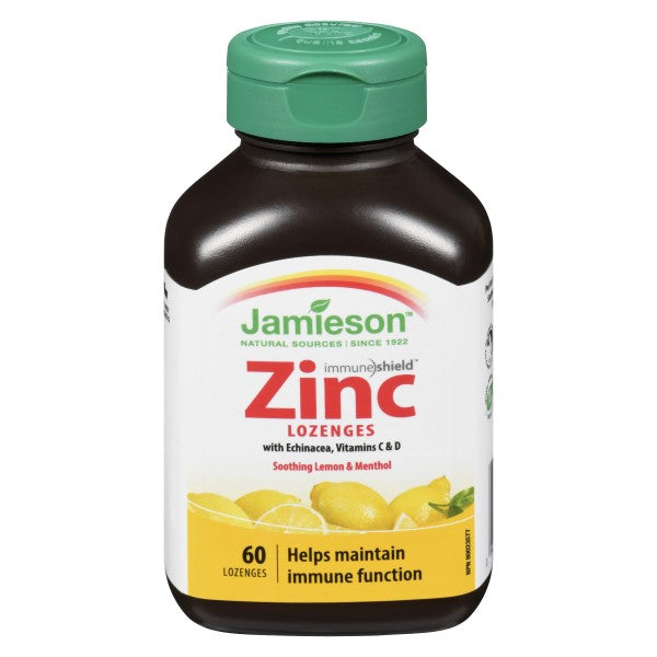 Jamieson Zinc Lozenges, Soothing Lemon & Menthol - 60 Lozenges