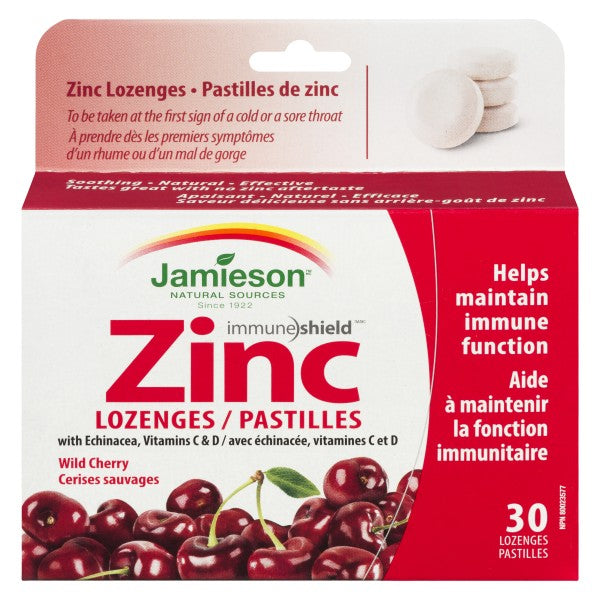 Jamieson Zinc Lozenges, Wild Cherry - 30 Lozenges