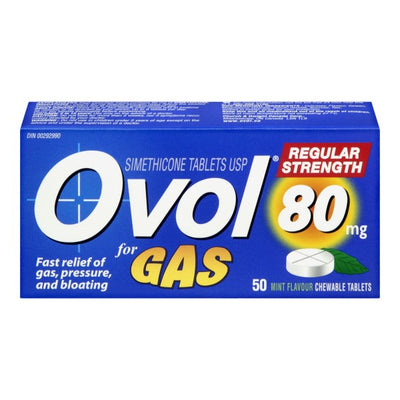 Ovol Gas Regular Strength, Mint - 50 Tablets