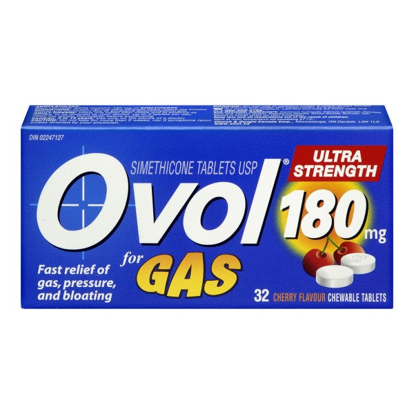 Ovol Gas Ultra Strength, Cherry - 32 Chewable Tablets