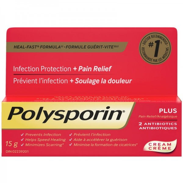 Polysporin Plus Pain Relief Antibiotic Cream, 15g