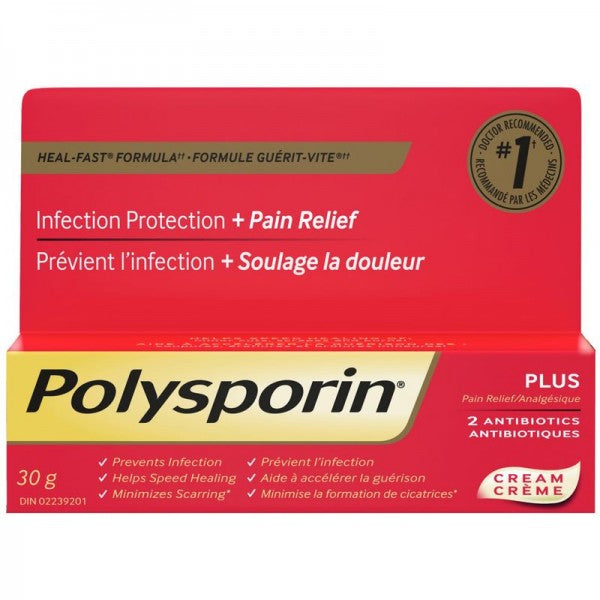Polysporin Plus Pain Relief Antibiotic Cream, 30g