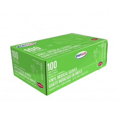 Mansfield Stay Safe Powder Free Vinyl Gloves, Small - 100 Count