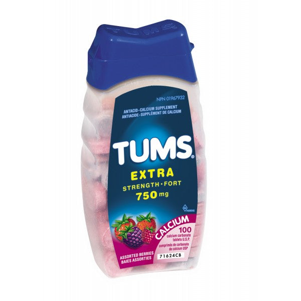 Tums Extra Strength Antacid, Assorted Berries - 100 Count