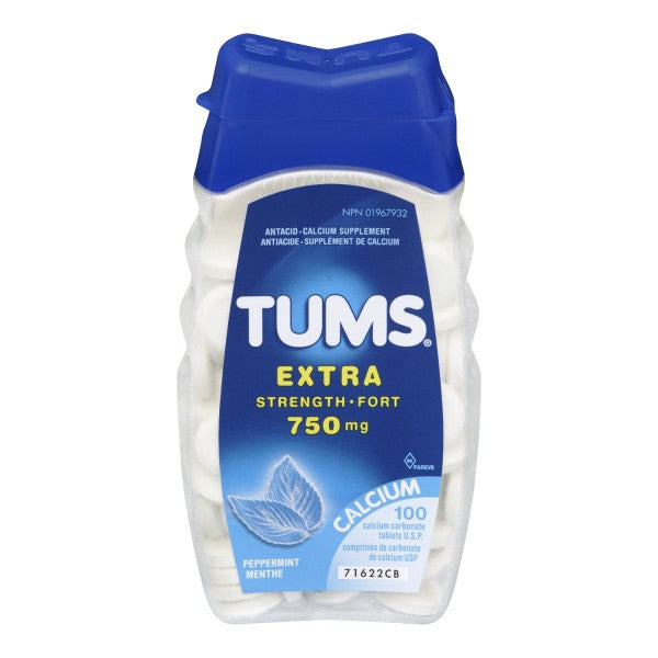 Tums Extra Strength Antacid, Peppermint - 100 Count