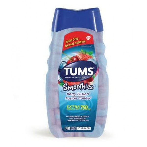 Tums Extra Strength Antacid, Assorted Fruit Smoothies - 140 Count