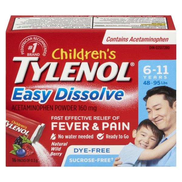 Tylenol Children’s Easy Dissolve Acetaminophen Powder - Natural Wild Berry Flavour
