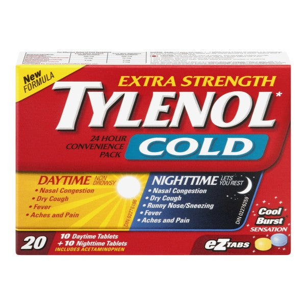 Tylenol Cold Daytime and Nighttime, Extra Strength 20 eZtabs