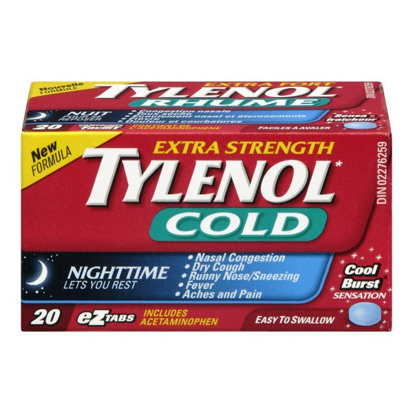 Tylenol Cold Nighttime, Extra Strength - 20 eZtabs