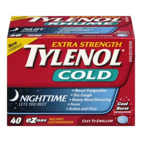 Tylenol Cold Nighttime, Extra Strength - 40 eZtabs