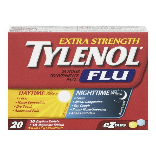 Tylenol Flu Daytime and Nighttime, Extra Strength - 20 eZtabs