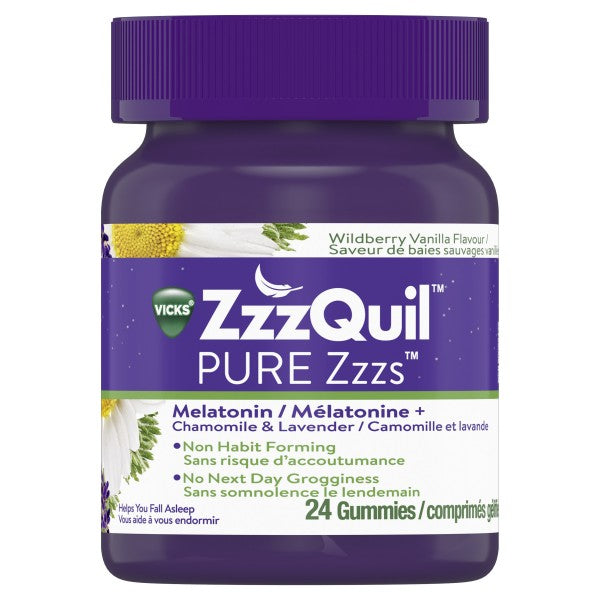 Vicks ZZZQuil Pure ZZZ's Melatonin, Chamomile & Lavender - 24 Gummies