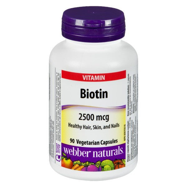 Webber Naturals Biotin 2500mcg, 90 Capsules