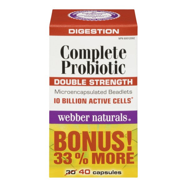 Webber Naturals Digestion Probiotic 10 Billion, 40 Capsules